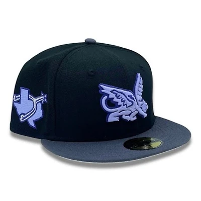 Texas Rangers Black and Graphite City Connect Spur Patch Stone UV New Era 59FIFTY Fitted Hat