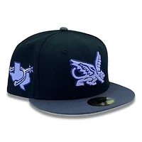 Texas Rangers Black and Graphite City Connect Spur Patch Stone UV New Era 59FIFTY Fitted Hat