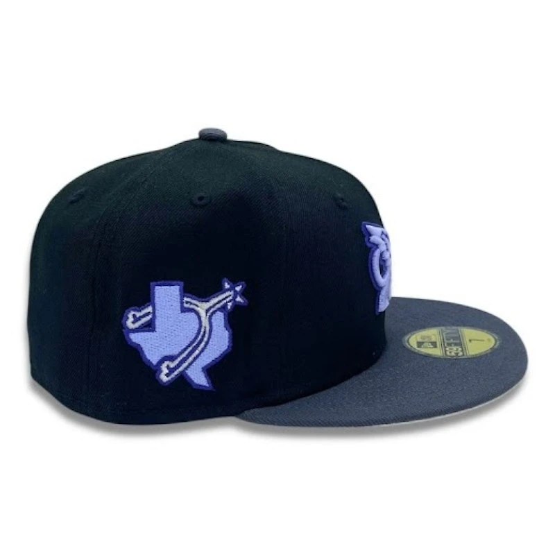 Texas Rangers Black and Graphite City Connect Spur Patch Stone UV New Era 59FIFTY Fitted Hat