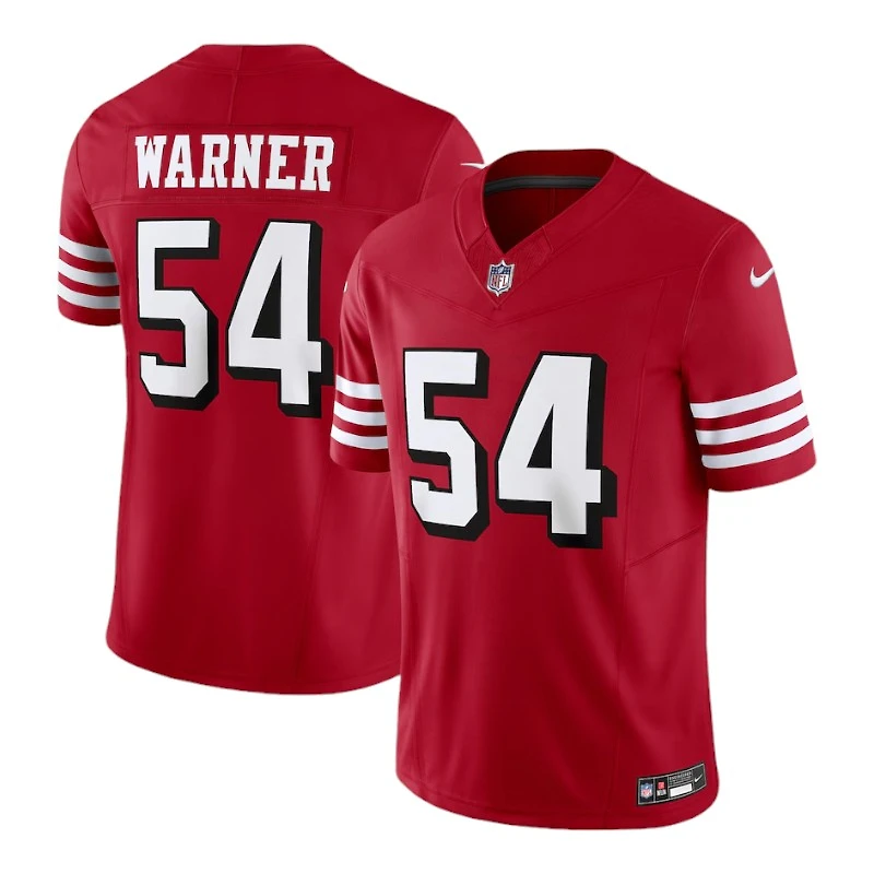 San Francisco 49ers Fred Warner Scarlet Red Block Numbers Nike Vapor F.U.S.E Limited Jersey
