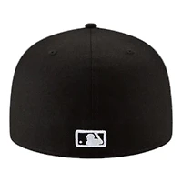 Los Angeles Dodgers Black LA Logo White Outline 2024 WS Champs Patch Gray UV New Era 59FIFTY Fitted Hat