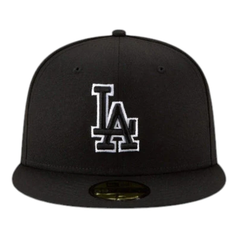 Los Angeles Dodgers Black LA Logo White Outline 2024 WS Champs Patch Gray UV New Era 59FIFTY Fitted Hat