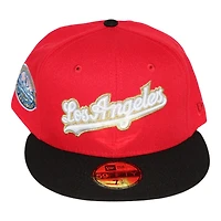 Los Angeles Dodgers Red and Black 50th Anniversary of Stadium Side Patch Gray UV New Era 59Fifty Fitted Hat