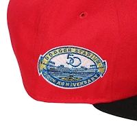 Los Angeles Dodgers Red and Black 50th Anniversary of Stadium Side Patch Gray UV New Era 59Fifty Fitted Hat