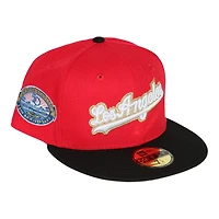 Los Angeles Dodgers Red and Black 50th Anniversary of Stadium Side Patch Gray UV New Era 59Fifty Fitted Hat
