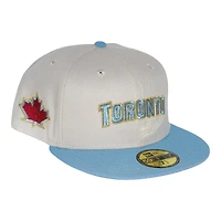 Toronto Blue Jays Stone and Icy "WorldwideFNM Pack" Maple Leaf Side Patch Gray UV New Era 59Fifty Fitted Hat