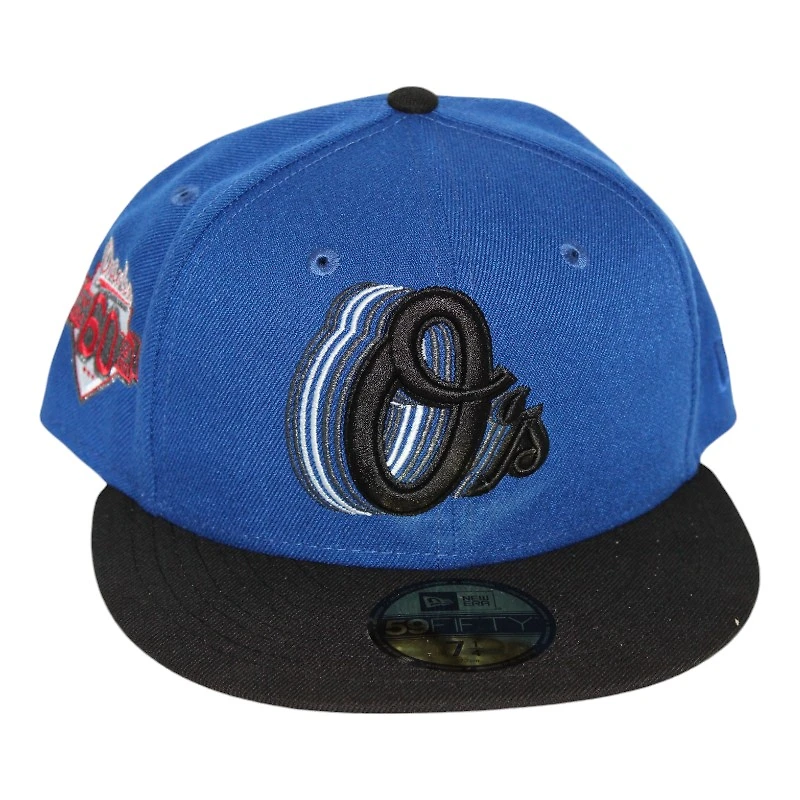 Baltimore Orioles Blue and Black 60th Anniversary Patch Gray UV New Era 59Fifty Fitted Hat