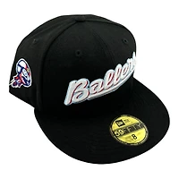 Kannapolis Cannon Ballers Black Team Logo Patch Icy Blue UV MiLB New Era 59FIFTY Fitted Hat