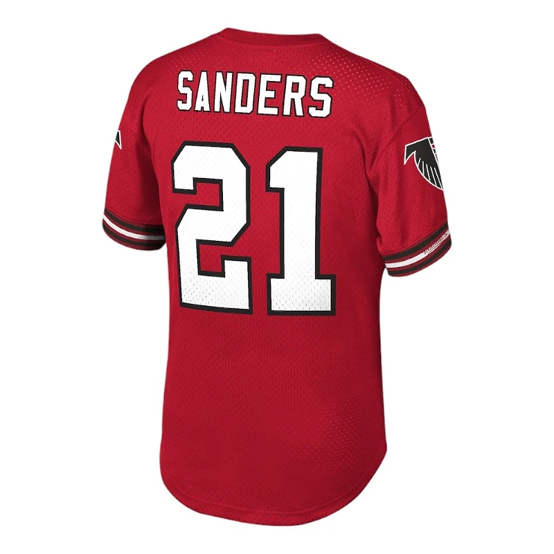 Atlanta Falcons Deion Sanders Red Name & Number Mitchell Ness Throwback Retired Player Mesh Top