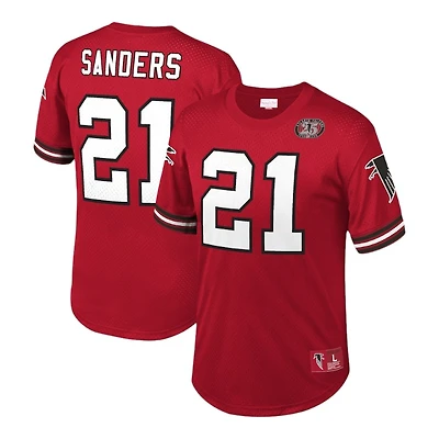 Atlanta Falcons Deion Sanders Red Name & Number Mitchell Ness Throwback Retired Player Mesh Top