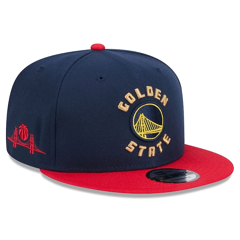 Youth Golden State Warriors Navy and Red 2024-25 City Edition NBA New Era 9FIFTY Snapback Adjustable Hat