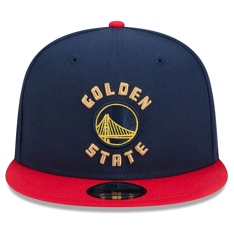 Youth Golden State Warriors Navy and Red 2024-25 City Edition NBA New Era 9FIFTY Snapback Adjustable Hat