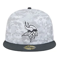 Minnesota Vikings White Camo NFL 2024 Salute to Service New Era 59FIFTY Fitted Hat