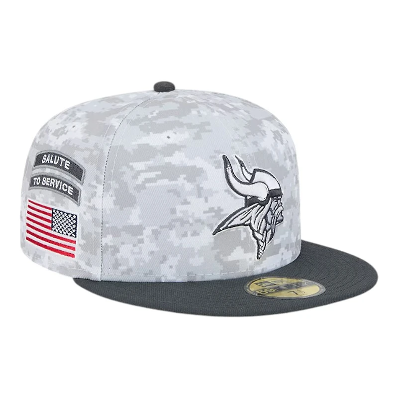 Minnesota Vikings White Camo NFL 2024 Salute to Service New Era 59FIFTY Fitted Hat