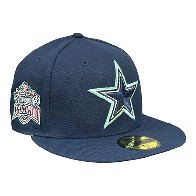 Dallas Cowboys Navy Pro Image Exclusive Super Bowl XXVII Patch Mint Green UV New Era 59FIFTY Fitted Hat