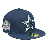 Dallas Cowboys Navy Pro Image Exclusive Super Bowl XXVII Patch Mint Green UV New Era 59FIFTY Fitted Hat