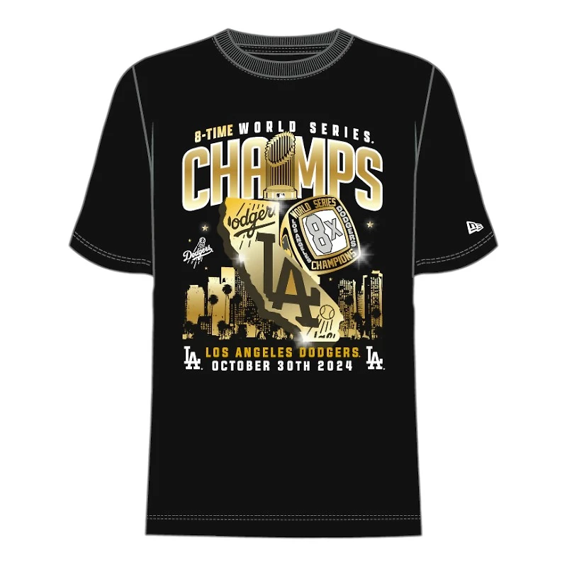 Los Angeles Dodgers Black 8-Time World Series Champs New Era T-Shirt