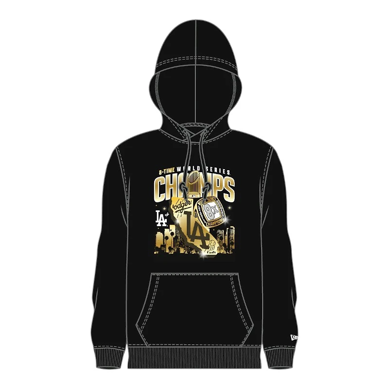 Los Angeles Dodgers Black 8x World Series Champs LA Graph New Era Pullover Hoodie