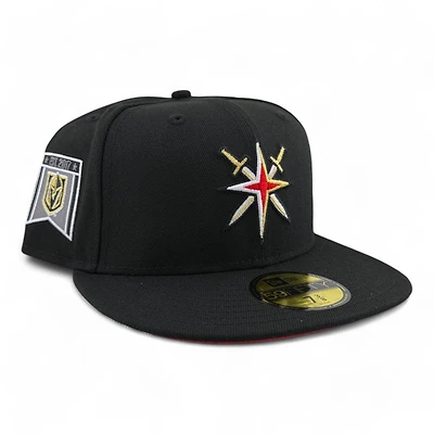 Vegas Golden Knights Black and Gold Est. 2017 Patch Red UV NHL New Era 59FIFTY Fitted Hat