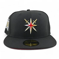 Vegas Golden Knights Black and Gold Est. 2017 Patch Red UV NHL New Era 59FIFTY Fitted Hat