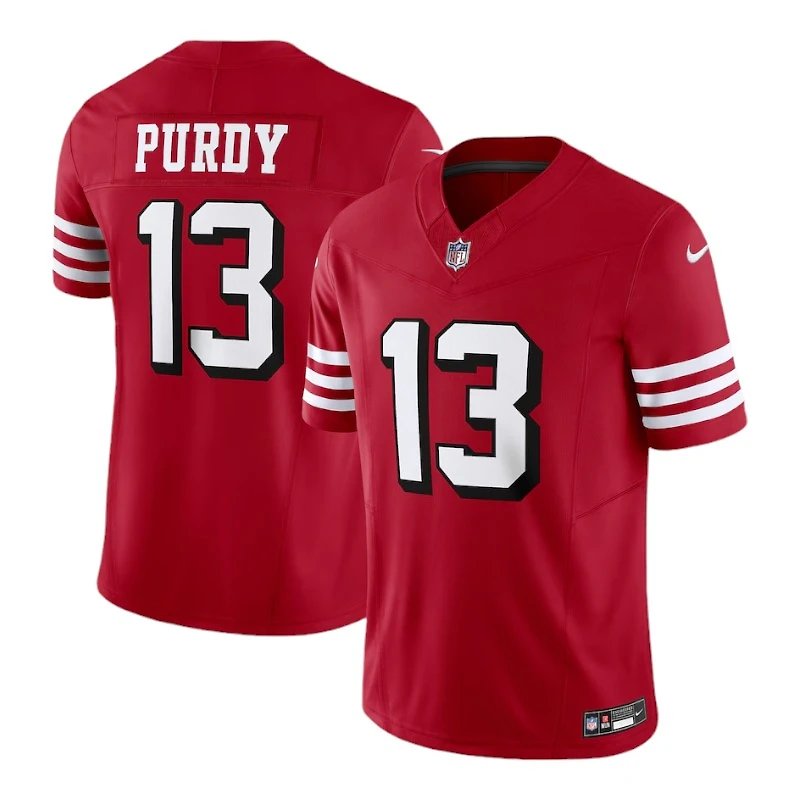San Francisco 49ers Brock Purdy Scarlet Red Block Numbers Nike Vapor F.U.S.E Limited Jersey