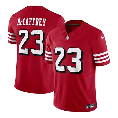 San Francisco 49ers Christian McCaffrey Scarlet Red Block Numbers Nike Vapor F.U.S.E Limited Jersey