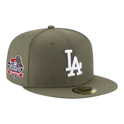 Los Angeles Dodgers Olive 2024 WS Champs Patch Gray UV New Era 59FIFTY Fitted Hat
