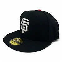 San Francisco Giants Black and White Side Batty Patch Red UV New Era 59FIFTY Fitted Hat
