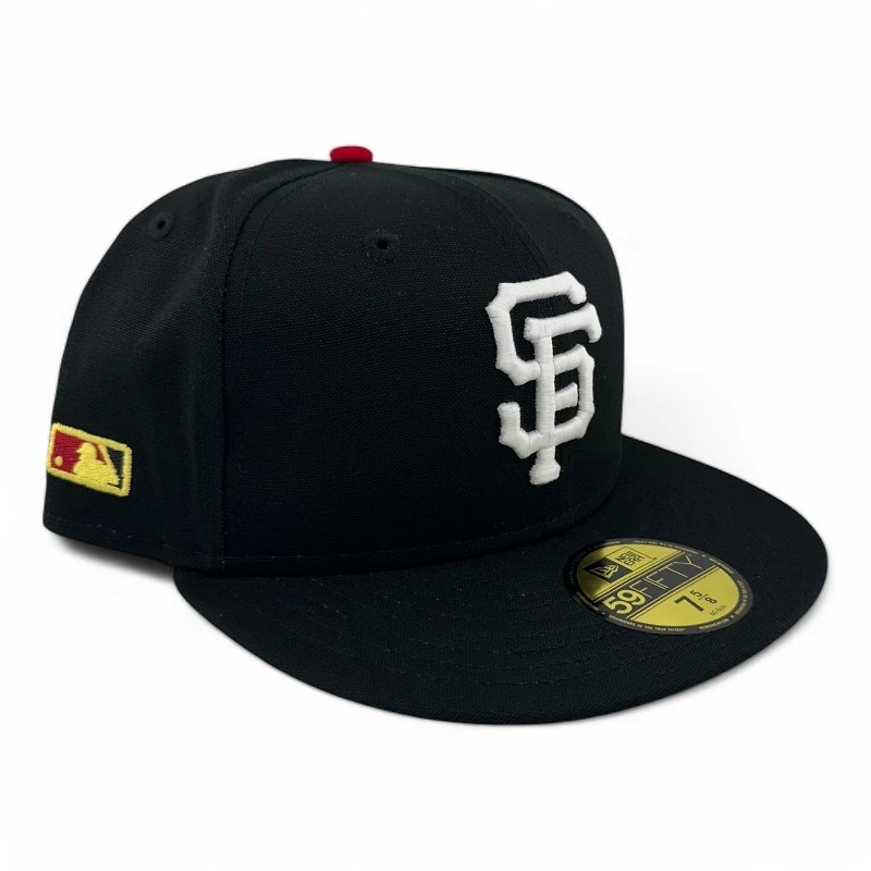 San Francisco Giants Black and White Side Batty Patch Red UV New Era 59FIFTY Fitted Hat
