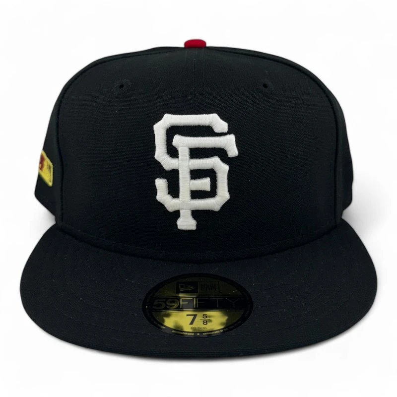 San Francisco Giants Black and White Side Batty Patch Red UV New Era 59FIFTY Fitted Hat