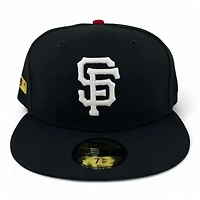 San Francisco Giants Black and White Side Batty Patch Red UV New Era 59FIFTY Fitted Hat