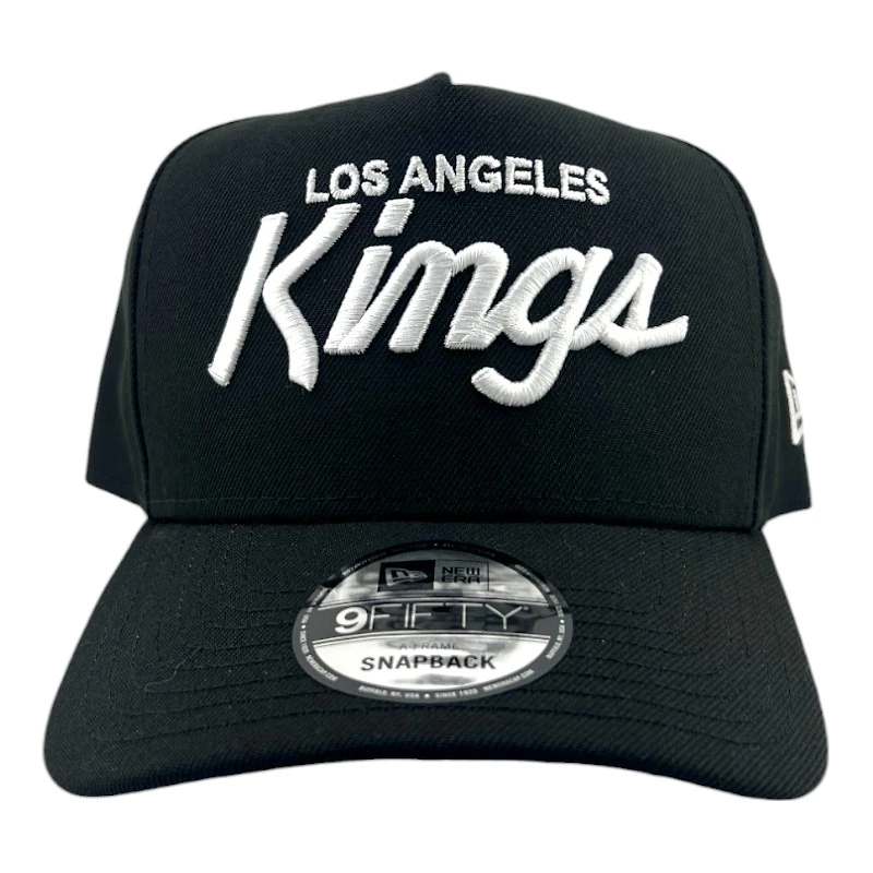 Los Angeles Kings Black Script Logo NHL New Era 9FIFTY A-Frame Snapback Hat