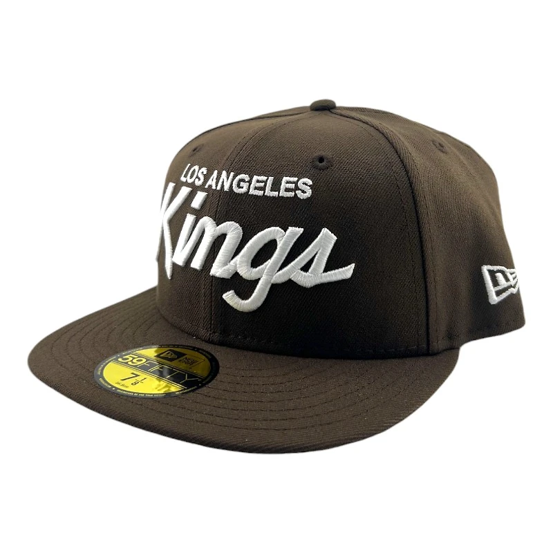 Los Angeles Kings Brown Script Logo with Gray UV NHL New Era 59FIFTY Fitted Hat