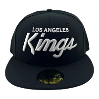Los Angeles Kings Black Script Logo with Green UV NHL New Era 59FIFTY Fitted Hat