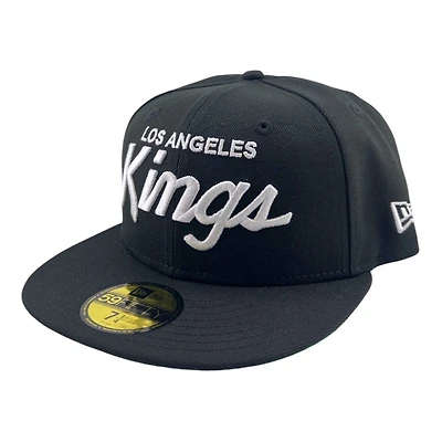 Los Angeles Kings Black Script Logo with Green UV NHL New Era 59FIFTY Fitted Hat