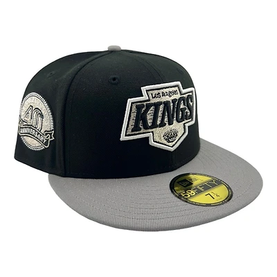 Los Angeles Kings Black and Gray 40th Anni Patch Green UV New Era 59FIFTY Fitted Hat
