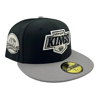 Los Angeles Kings Black and Gray 40th Anni Patch Green UV New Era 59FIFTY Fitted Hat