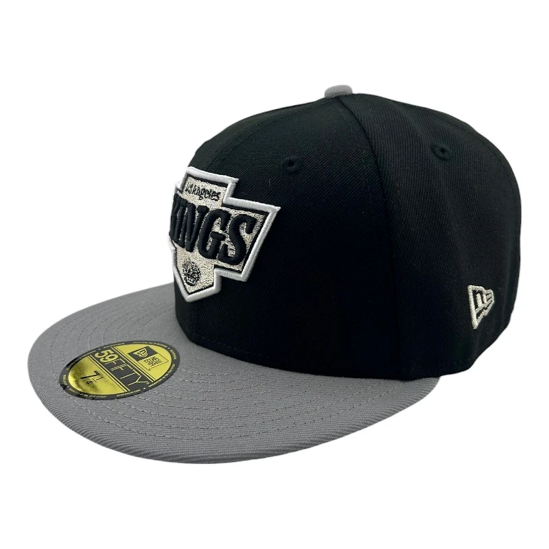Los Angeles Kings Black and Gray 40th Anni Patch Green UV New Era 59FIFTY Fitted Hat
