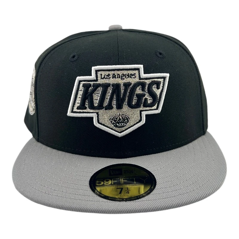 Los Angeles Kings Black and Gray 40th Anni Patch Green UV New Era 59FIFTY Fitted Hat