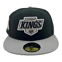 Los Angeles Kings Black and Gray 40th Anni Patch Green UV New Era 59FIFTY Fitted Hat