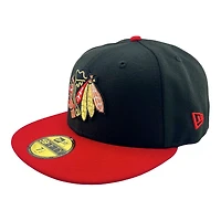 Chicago Blackhawks Black and Red 42nd NHL ASG Patch Green UV New Era 59FIFTY Fitted Hat