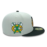 Chicago Blackhawks Stone and Black Team Logo Patch Gray UV New Era 59FIFTY Fitted Hat
