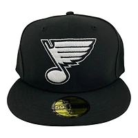 St. Louis Blues Black and White Basic Gray UV New Era 59FIFTY Fitted Hat