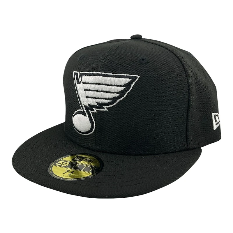St. Louis Blues Black and White Basic Gray UV New Era 59FIFTY Fitted Hat