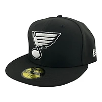 St. Louis Blues Black and White Basic Gray UV New Era 59FIFTY Fitted Hat