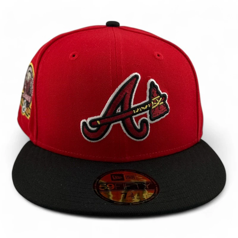 Atlanta Braves Red and Black 40th Anniversary Patch Gray UV New Era 59FIFTY Fitted Hat