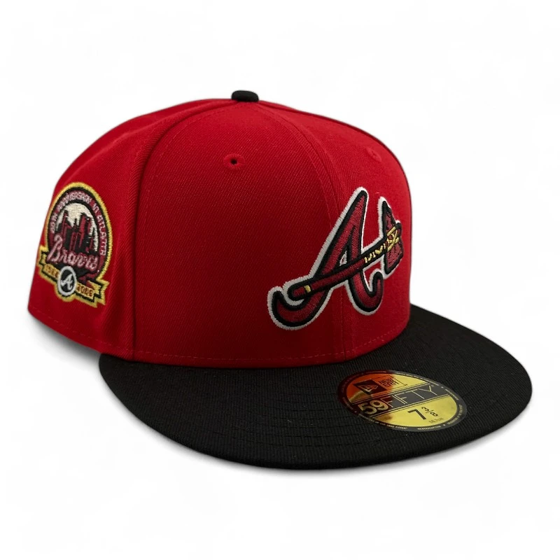 Atlanta Braves Red and Black 40th Anniversary Patch Gray UV New Era 59FIFTY Fitted Hat