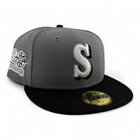 Seattle Mariners Gray and Black 20th Anniversary Patch UV New Era 59FIFTY Fitted Hat