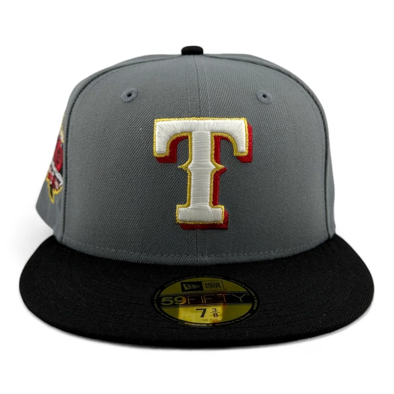 Texas Rangers Gray and Black 40th Anniversary Patch Light Blue UV New Era 59FIFTY Fitted Hat