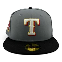 Texas Rangers Gray and Black 40th Anniversary Patch Light Blue UV New Era 59FIFTY Fitted Hat